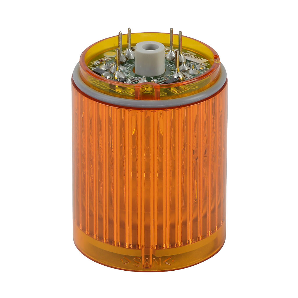 B72100182-2F1 - Patlite LED light element, 30mm diameter, yellow, permanent light function, 24 VAC/VDC, colored lens. For use with MP and MPS series signal towers.
