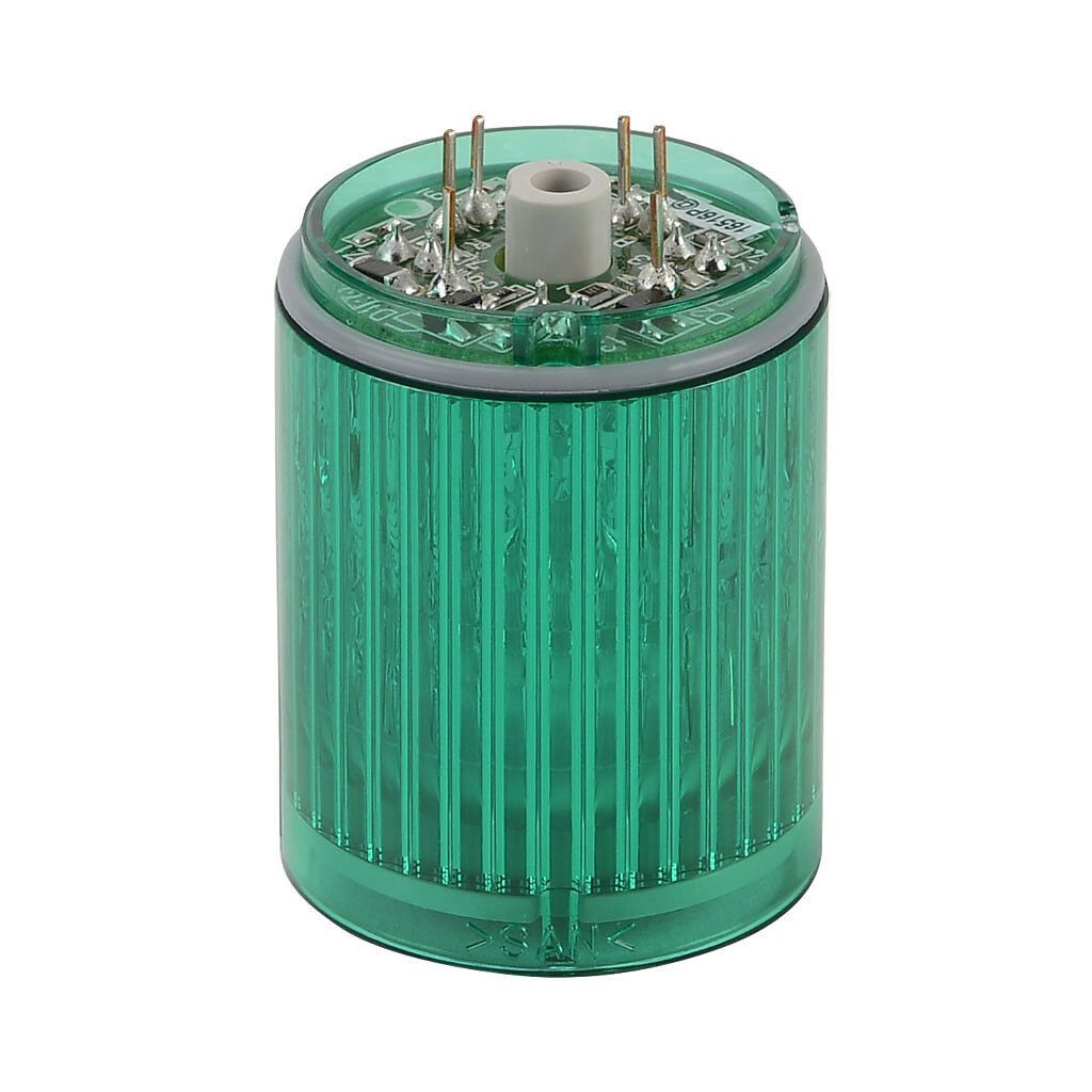 B72100182-3F1 - Patlite LED light element, 30mm diameter, green, permanent light function, 24 VAC/VDC, colored lens. For use with MP and MPS series signal towers.