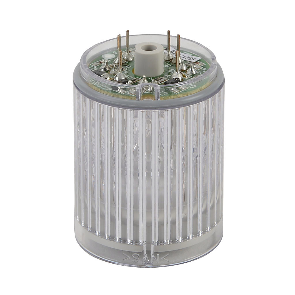 B72100182-7F1 - Patlite LED light element, 30mm diameter, clear/white, permanent light function, 24 VAC/VDC, clear lens. For use with MP and MPS series signal towers.