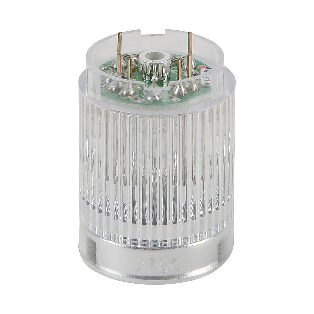 B72100223-1F1 - Patlite LED light element, 25mm diameter, red, permanent light function, 24 VDC, NPN polarity, clear lens. For use with ME and MES series signal towers.