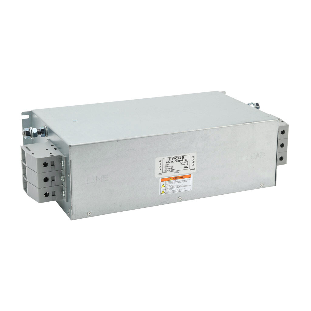 B84143D0150R127 - AutomationDirect EMI input filter, 480 VAC, 3-phase, 150A, panel mount, EMI/RFI filtering, drive rated, standard performance, screw terminals and ring terminals. For use with 3-phase GS30 series frame H AC drives.