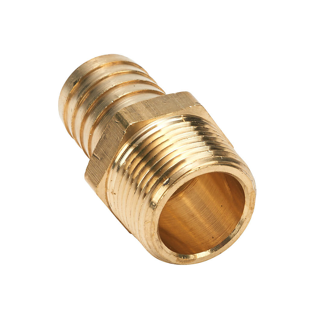 BAHB-1-1N - NITRA water, oil, air or gases threaded fitting, hose barb, brass body, brass threads, (1) 1in male NPT to (1) 1in hose. Package of 1.