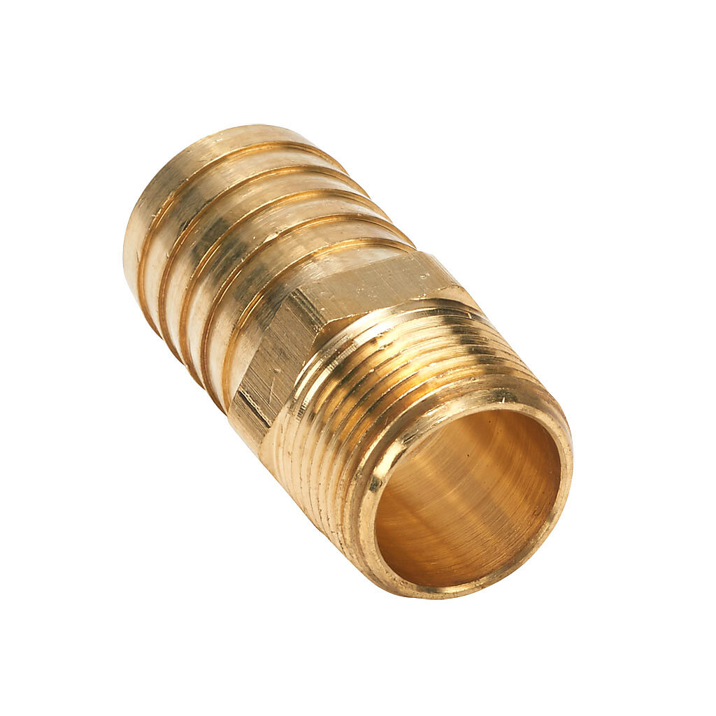 BAHB-1-34N - NITRA water, oil, air or gases threaded fitting, hose barb, brass body, brass threads, (1) 3/4in male NPT to (1) 1in hose. Package of 1.