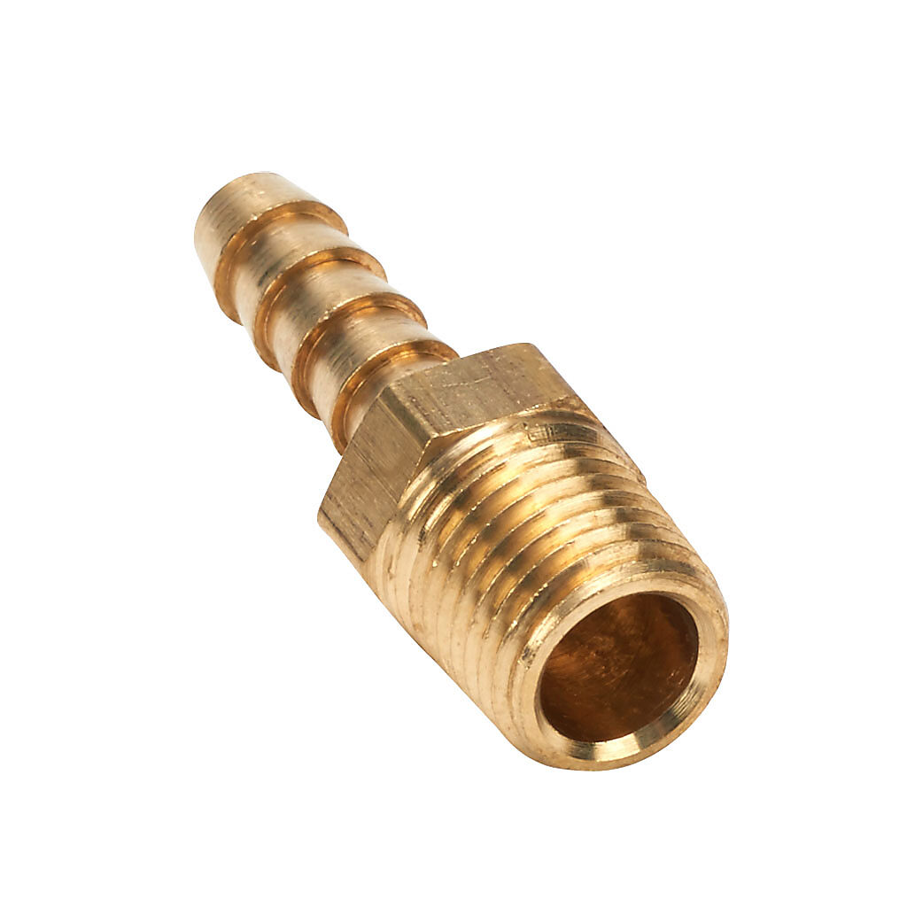 BAHB-14-14N - NITRA water, oil, air or gases threaded fitting, hose barb, brass body, brass threads, (1) 1/4in male NPT to (1) 1/4in hose. Package of 5.