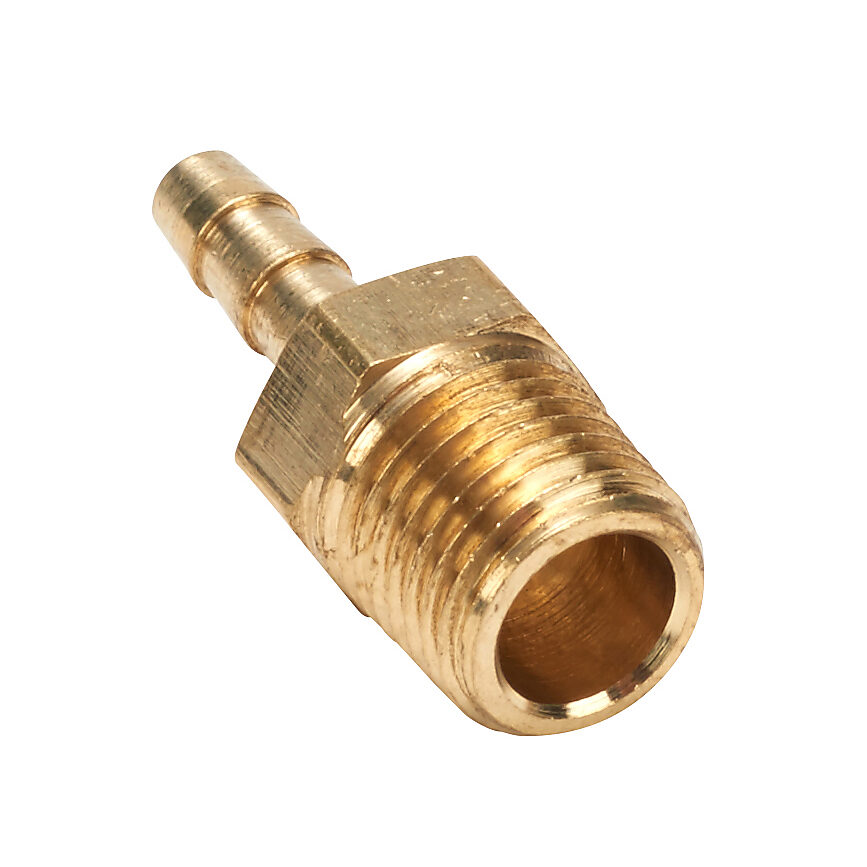 BAHB-316-14N - NITRA water, oil, air or gases threaded fitting, hose barb, brass body, brass threads, (1) 1/4in male NPT to (1) 3/16in hose. Package of 5.
