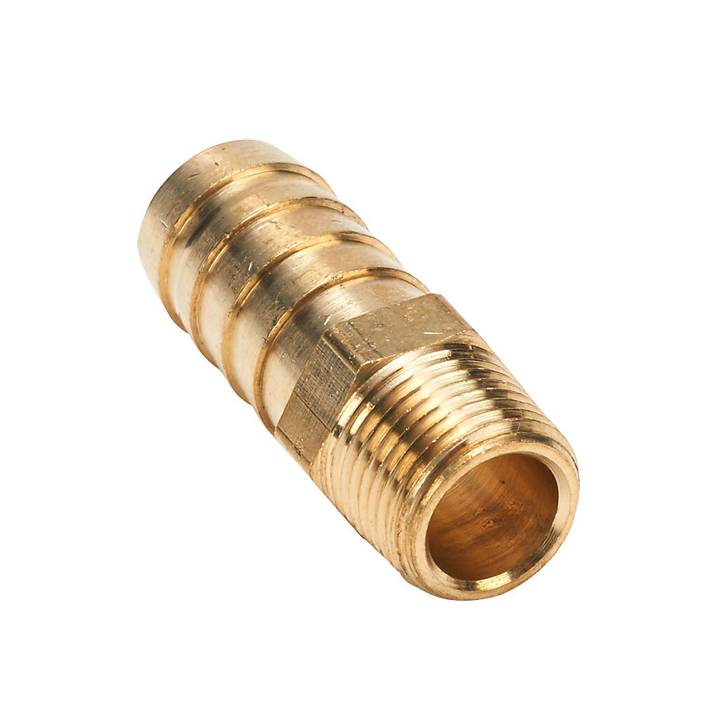 BAHB-58-38N - NITRA water, oil, air or gases threaded fitting, hose barb, brass body, brass threads, (1) 3/8in male NPT to (1) 5/8in hose. Package of 3.