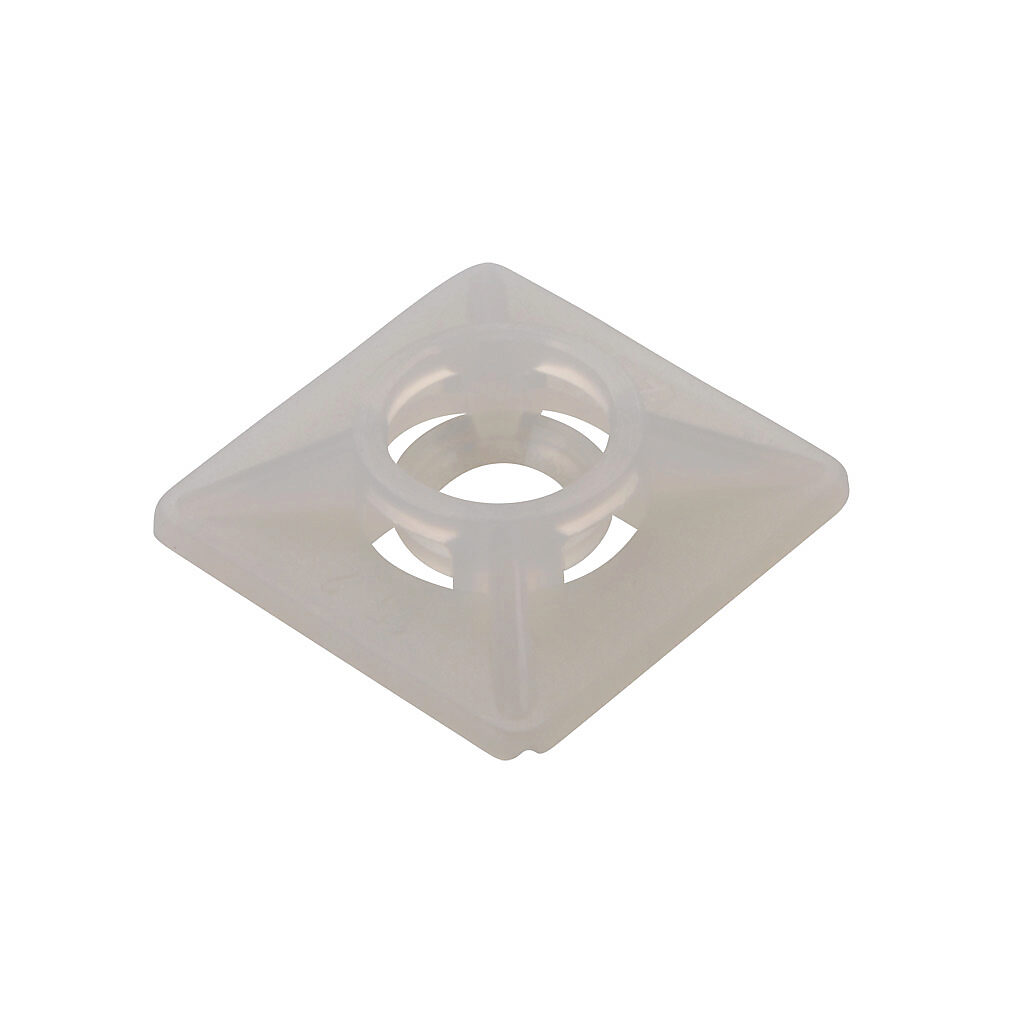 BAS.2MT.507 - SapiSelco cable tie base, square, natural, 0.74 x 0.74in, bi-directional, nylon, adhesive back mount. Package of 100.