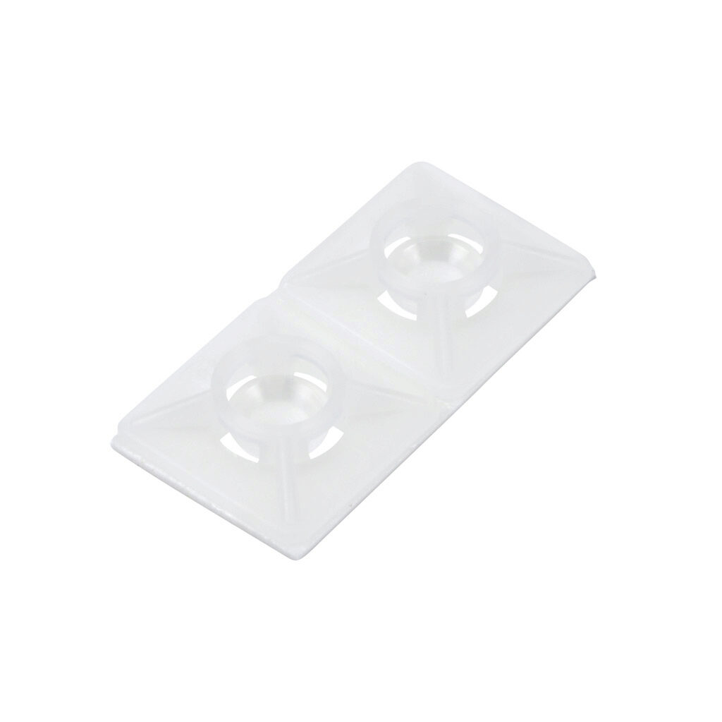 BAS.2MT.511 - SapiSelco cable tie base, double square, natural, 0.74 x 0.74in, bi-directional, nylon, adhesive back mount. Package of 100.