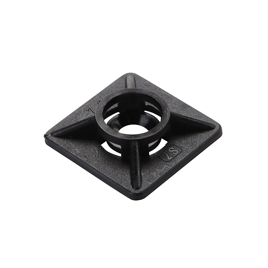 BAS.3MT.507 - SapiSelco cable tie base, square, black, 0.74 x 0.74in, bi-directional, nylon, adhesive back mount. Package of 100.