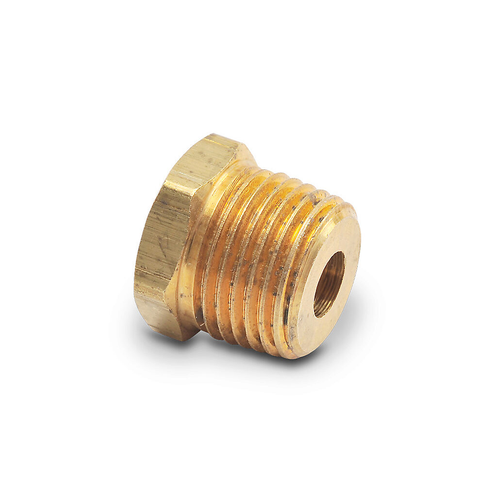 BB125N-50N - ProSense hex head reducer bushing, brass, 1/2in male NPT to 1/8in female NPT.