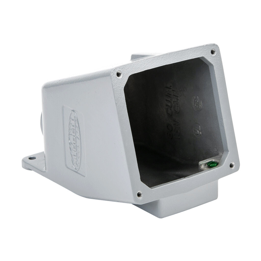 BB602WA - Bryant dead end back box, (1) 1-1/2in female NPT conduit entries, cast aluminum housing, gray. For use with Bryant 60A devices. Requires AP60 adapter plate.