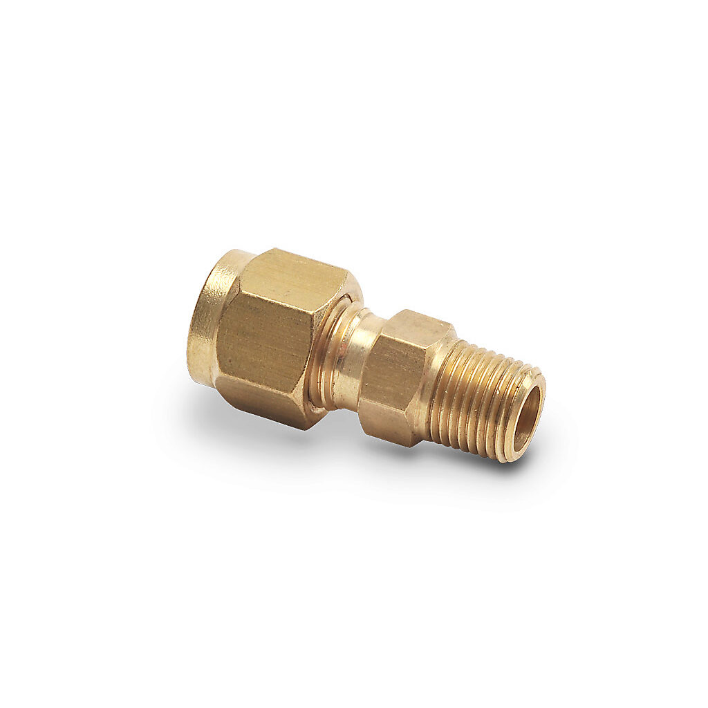 BCF14-125N - ProSense compression fitting, brass, 1/8in male NPT process connection. For use with 1/4in outside diameter temperature probes. Brass ferrule included.