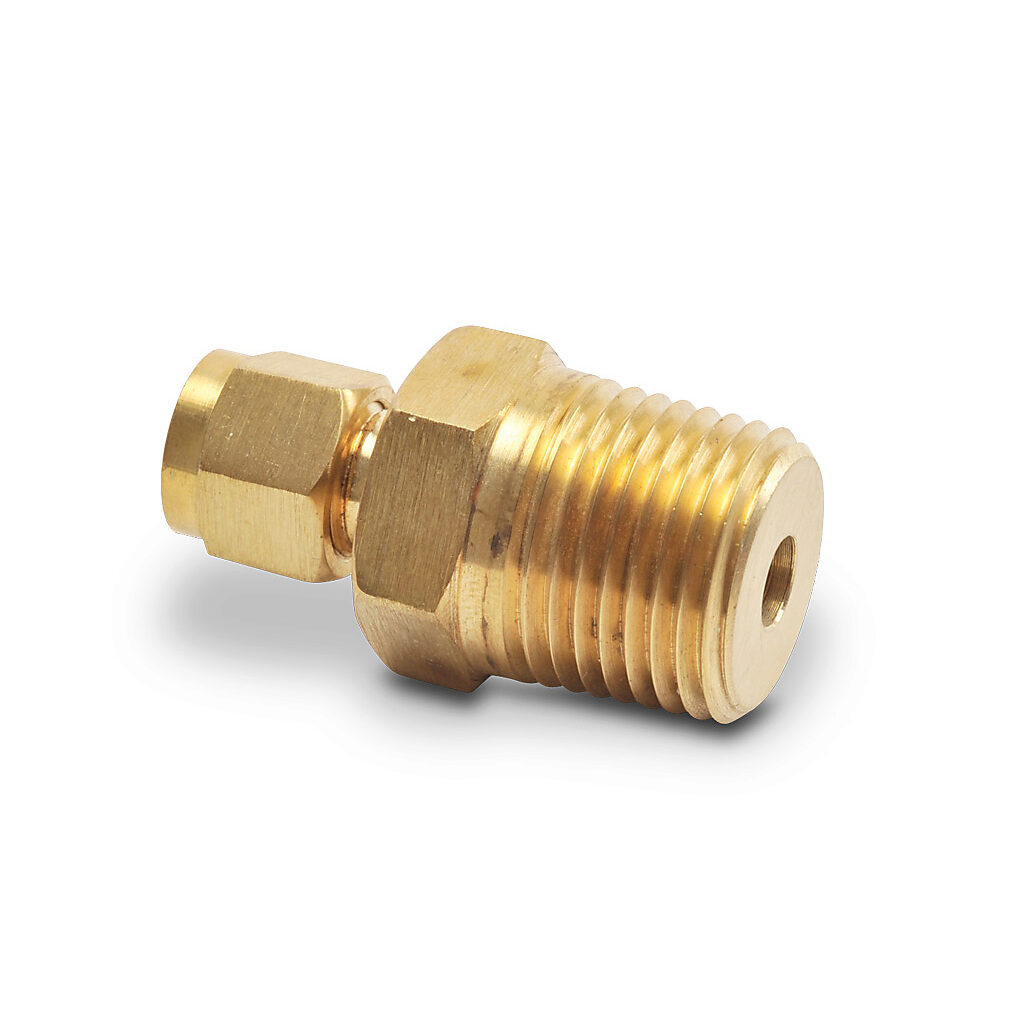 BCF14-50N - ProSense compression fitting, brass, 1/2in male NPT process connection. For use with 1/4in outside diameter temperature probes. Brass ferrule included.