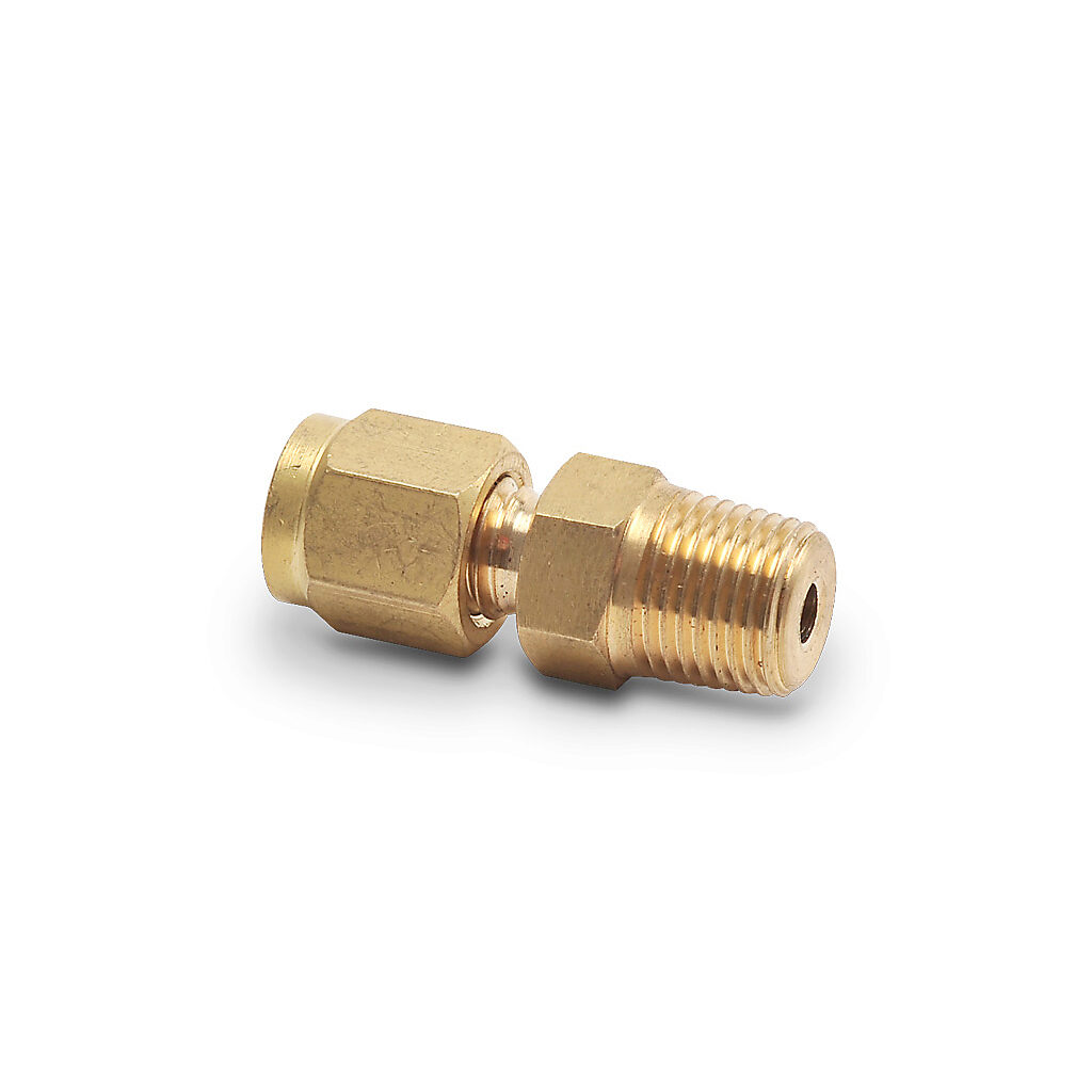 BCF18-125N - ProSense compression fitting, brass, 1/8in male NPT process connection. For use with 1/8in outside diameter temperature probes. Brass ferrule included.