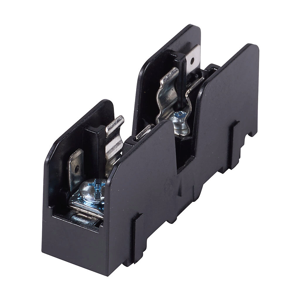 BCM603-1PQ-1 - Bussmann modular fuse block, accepts CC fuses, 30A, 600V, 1-pole, 18-10 AWG copper only, pressure plate with quick-connect terminals, 35mm DIN rail or panel mount.
