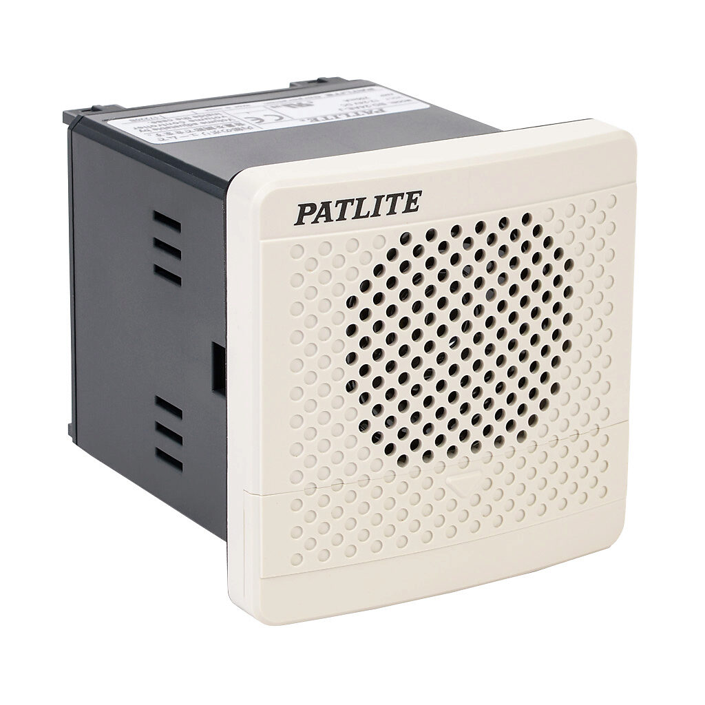 BD-24AE-J - Patlite audible alarm, 90 dB at 1m, 191 Hz to 1.7 kHz tone frequency, (32) selectable tone(s), 12-24 VDC, panel or surface mount, ABS plastic housing, light gray, IP54.