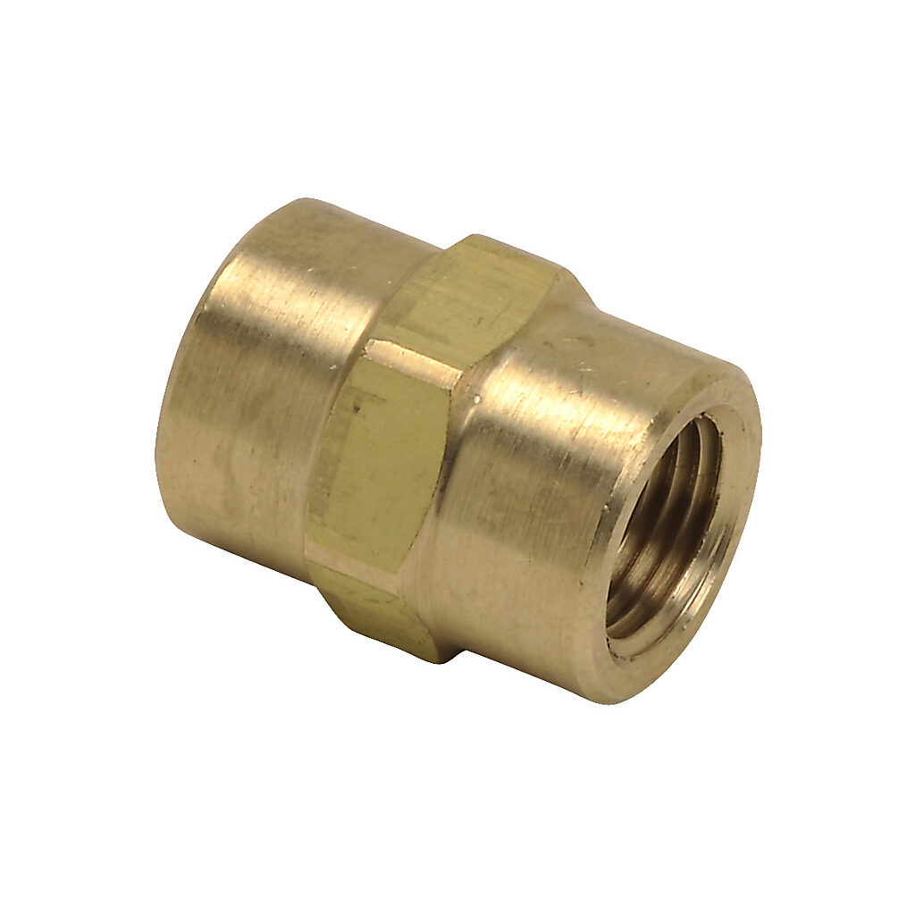 BFFC-18N - NITRA pneumatic threaded fitting, straight, brass body, brass threads, (1) 1/8in female NPT to (1) 1/8in female NPT. Package of 5.