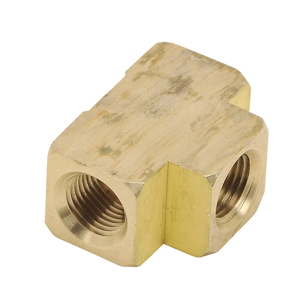 BFFT-18N - NITRA pneumatic threaded fitting, tee, brass body, brass threads, (3) 1/8in female NPT connection(s). Package of 2.