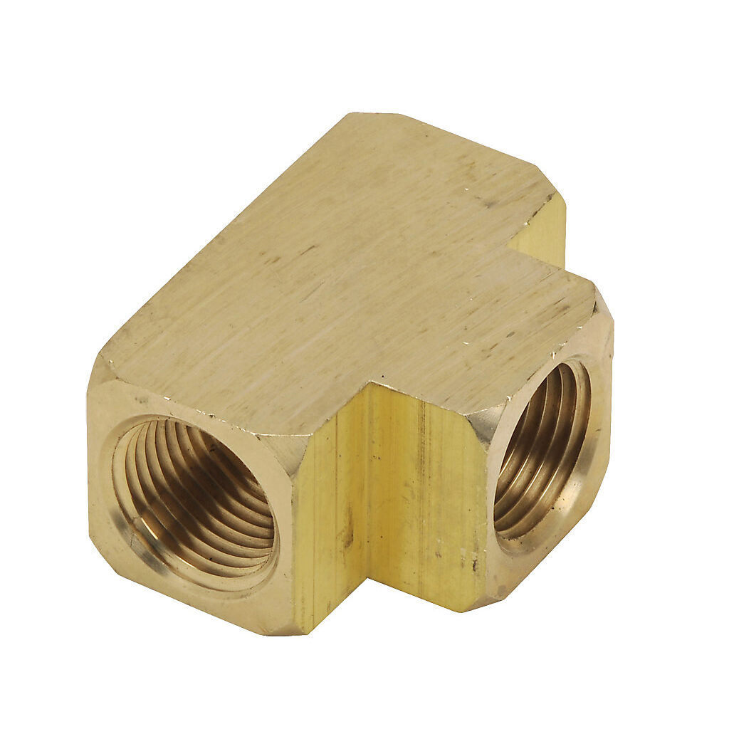 BFFT-38N - NITRA pneumatic threaded fitting, tee, brass body, brass threads, (3) 3/8in female NPT connection(s). Package of 2.