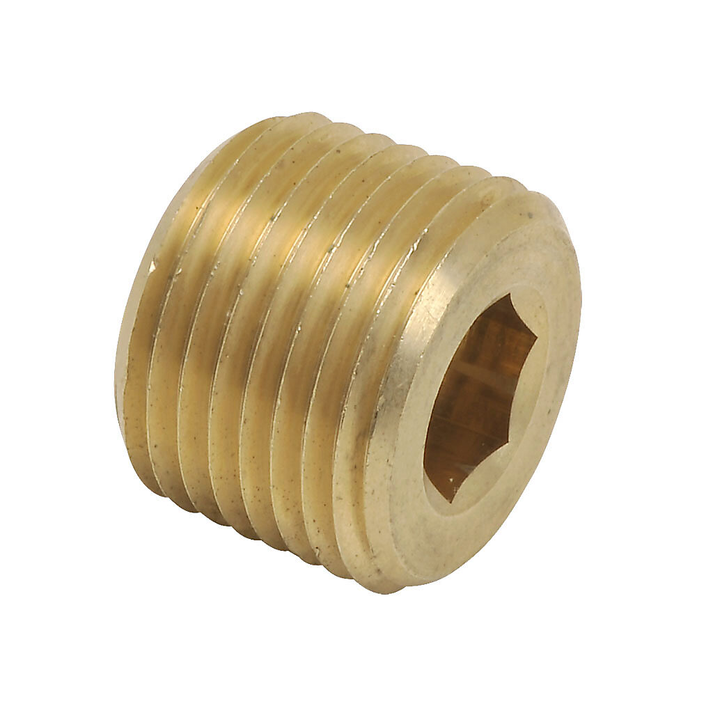 BFRHP-12N - NITRA pneumatic threaded fitting, recessed hex plug, brass body, brass threads, 1/2in male NPT. Package of 5.