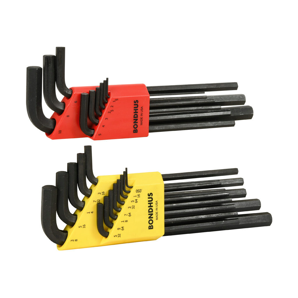 BH22199 - Bondhus ProGuard L-key hex key set, external hex, 22 pieces, 6.8in (173mm) overall length, protanium high torque steel, metric and imperial.