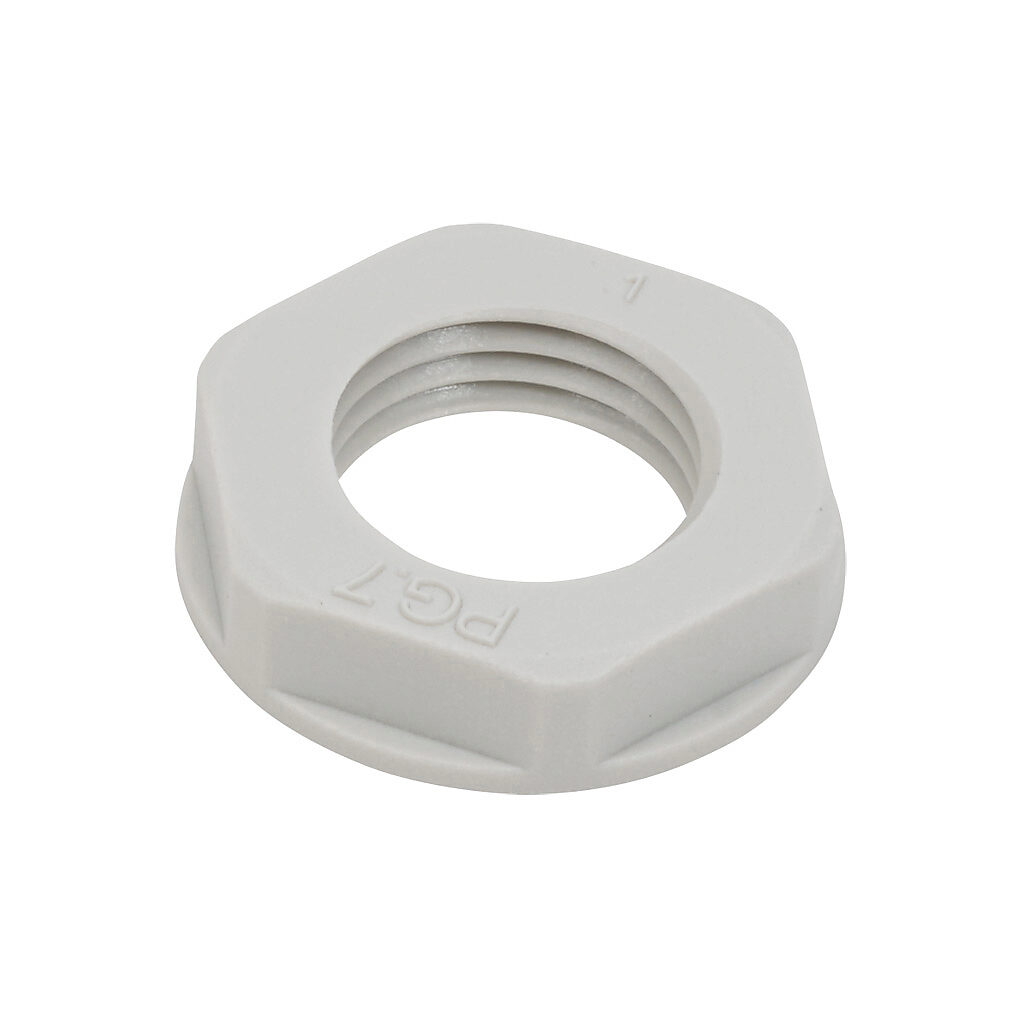 BL-11 - Bimed hex nut, PG7 thread type, polyamide, light gray. Package of 5.