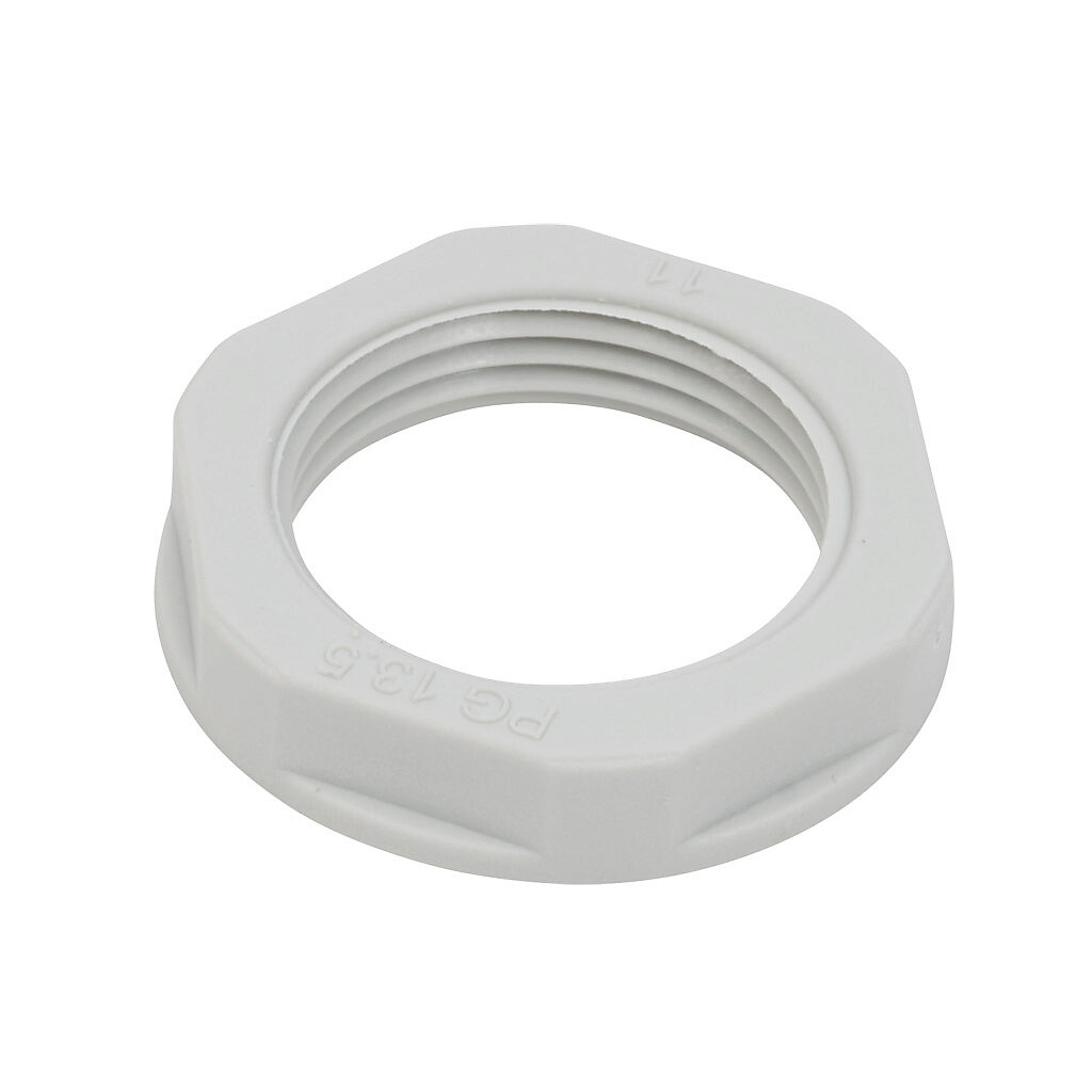 BL-14 - Bimed hex nut, PG13.5 thread type, polyamide, light gray. Package of 5.