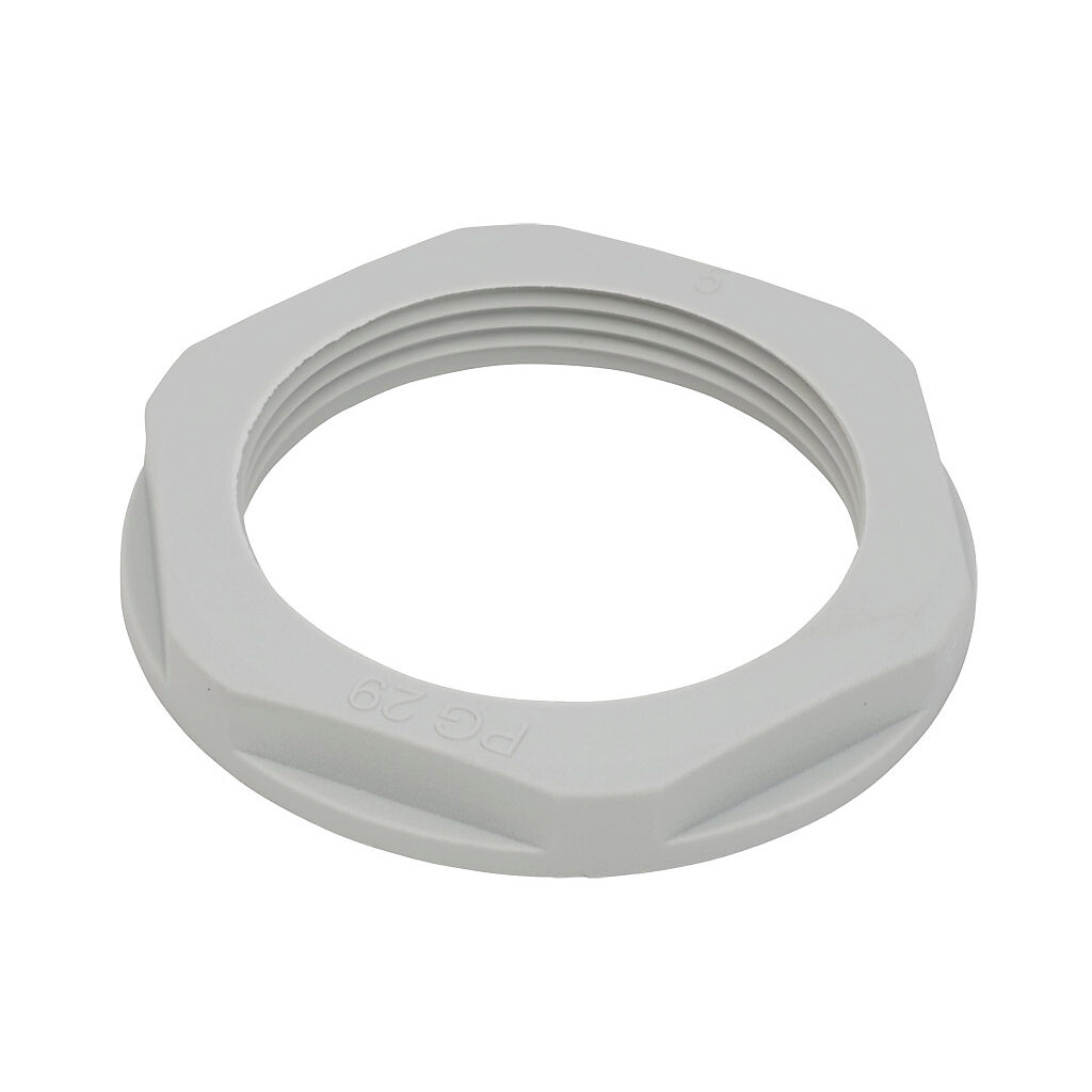 BL-17 - Bimed hex nut, PG29 thread type, polyamide, light gray. Package of 5.