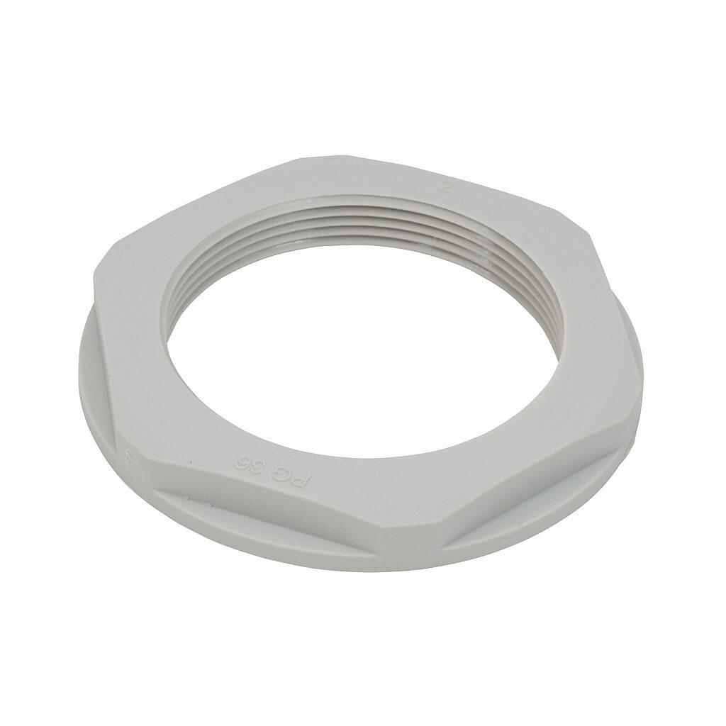 BL-18 - Bimed hex nut, PG36 thread type, polyamide, light gray. Package of 2.