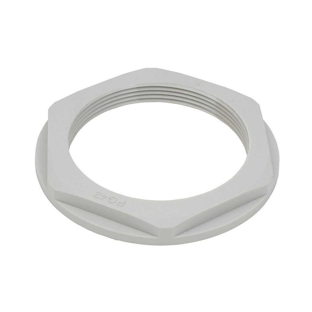 BL-19 - Bimed hex nut, PG42 thread type, polyamide, light gray. Package of 2.