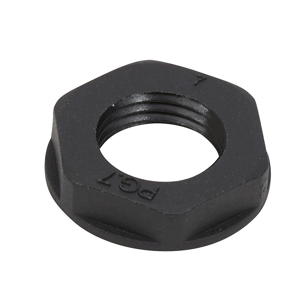 BL-21 - Bimed hex nut, PG7 thread type, polyamide, black. Package of 5.