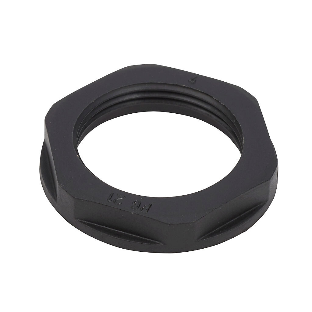 BL-26 - Bimed hex nut, PG21 thread type, polyamide, black. Package of 5.