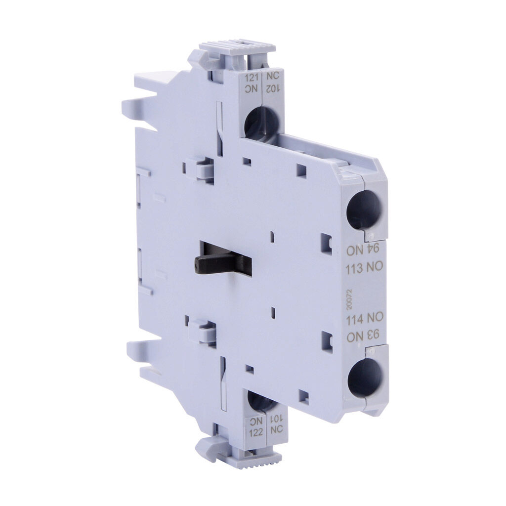 BLB-11 - WEG Electric field installable auxiliary contact, side mount, (1) N.O./(1) N.C. contact(s), 1.5A @ 120 VAC/0.22A @ 120 VDC, screw terminal. For use with CWBx9 to CWBx125 series contactors.