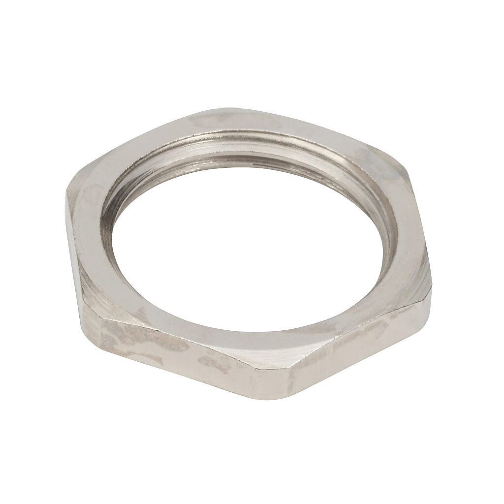 BMBL-03 - Bimed hex nut, M20 x 1.5mm thread type, nickel-plated brass. Package of 5.
