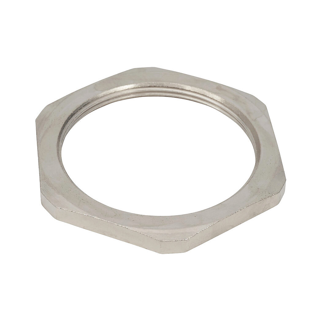 BMBL-07 - Bimed hex nut, M50 x 1.5mm thread type, nickel-plated brass. Package of 2.