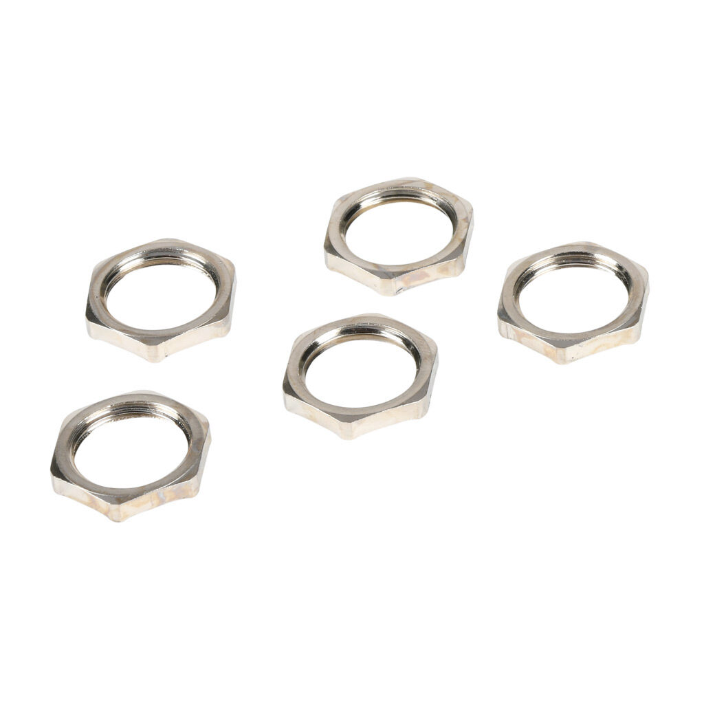 BMEL-02 - Bimed EMC hex nut, M16 x 1.5mm thread type, nickel-plated brass. Package of 5.