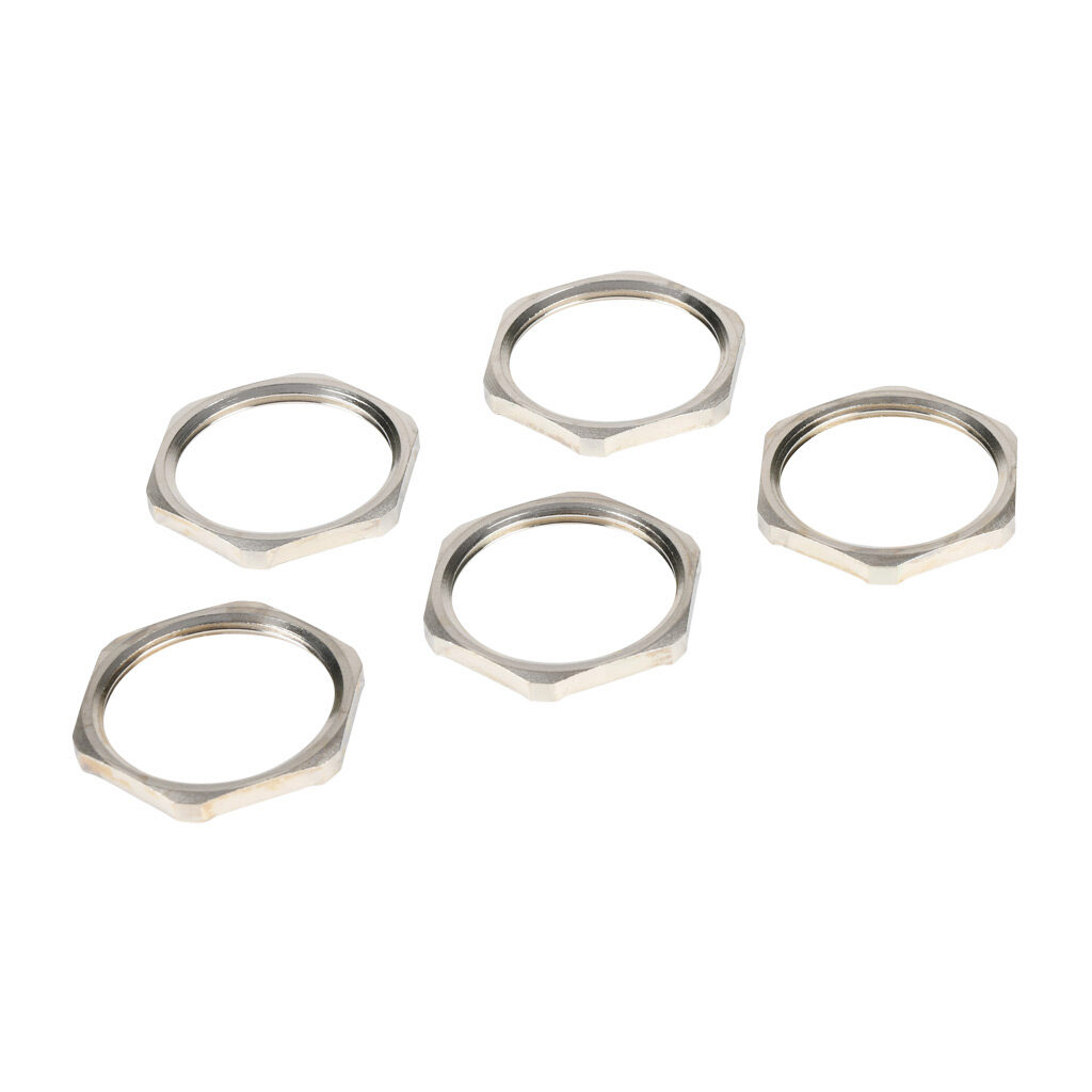 BMEL-05 - Bimed EMC hex nut, M32 x 1.5mm thread type, nickel-plated brass. Package of 5.
