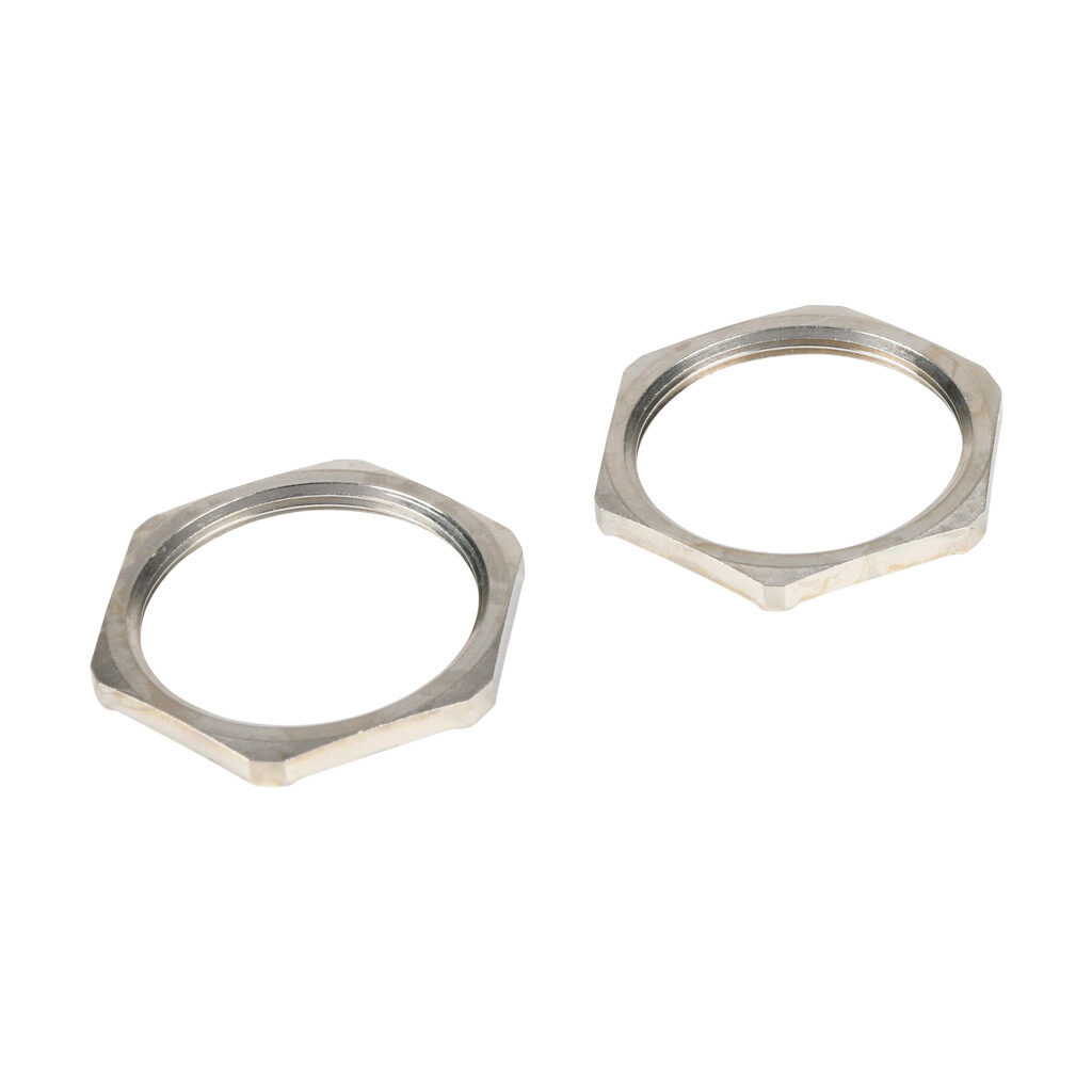 BMEL-06 - Bimed EMC hex nut, M40 x 1.5mm thread type, nickel-plated brass. Package of 2.