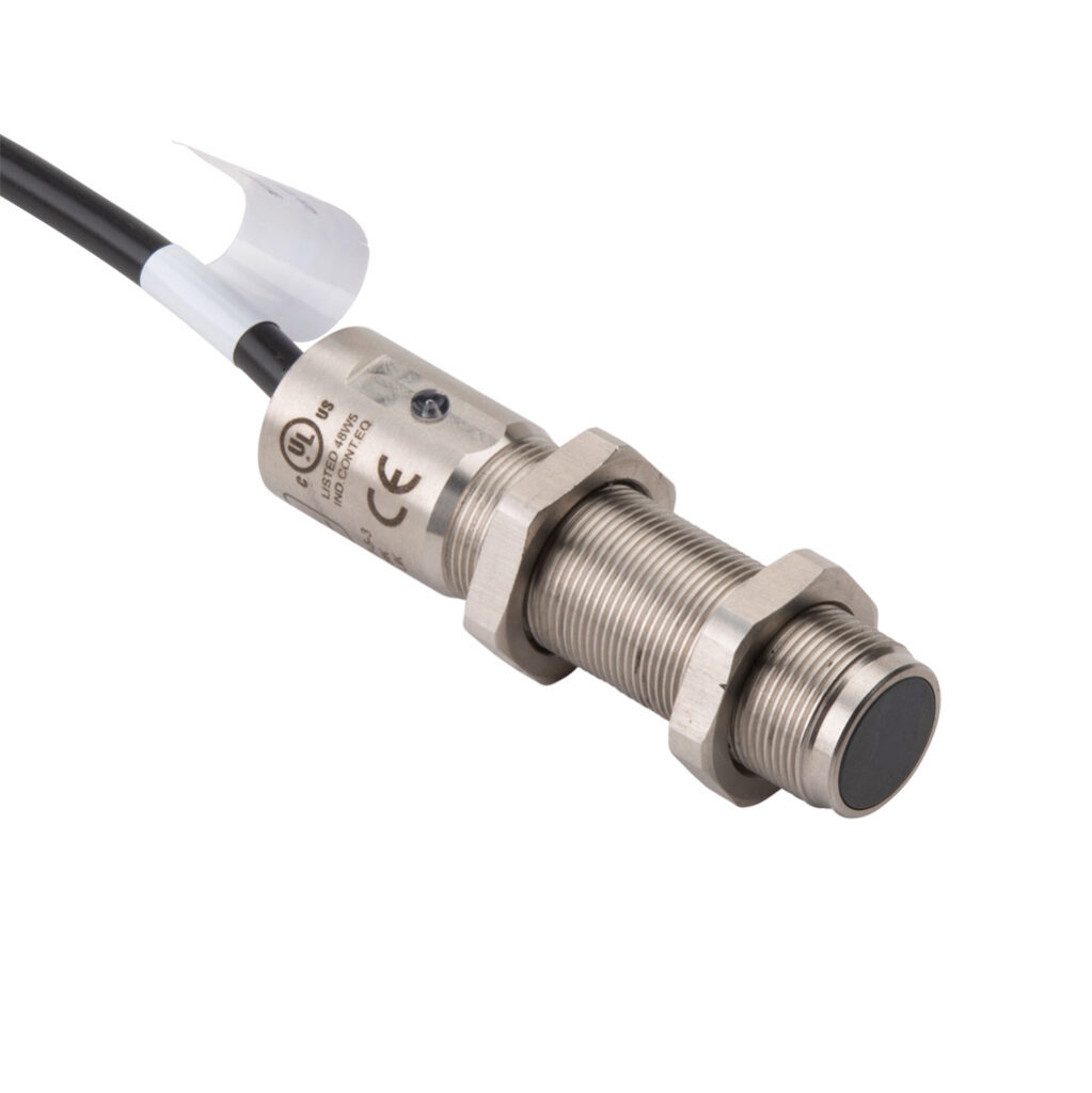 BMF-M-414003 - IDEM safety switch set, non-contact master coded RFID, (2) N.C. safety output(s), (1) N.O. monitoring output(s), 316 stainless steel housing, 18mm diameter x 75mm body, 8-pin M12 quick-disconnect, 9.8in/250mm cable length.