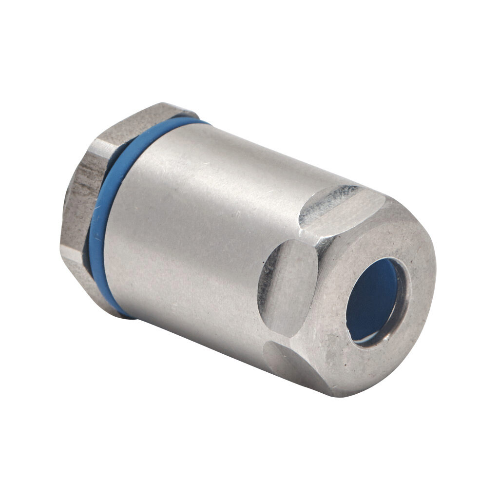 BMHG1-0S-L - Bimed hygienic cable gland, M12 x 1.5mm thread type, stainless steel, accepts 3 to 6.5mm diameter cable, IP66, IP68 and IP69. Mounting hardware included. Allen wrench size 7mm, use adapter BMFGT-01 to reduce Allen wrench size to 5mm.