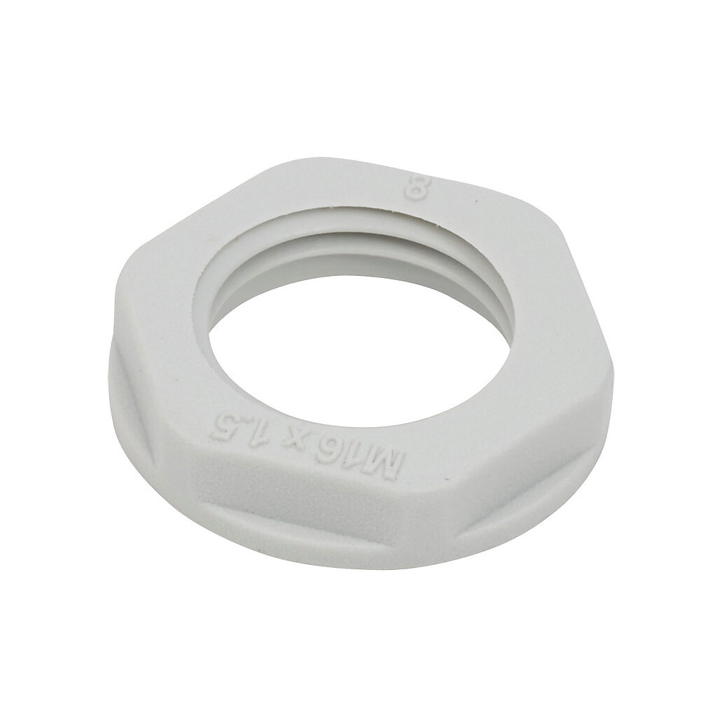 BML-11 - Bimed hex nut, M16 x 1.5mm thread type, polyamide, light gray. Package of 5.