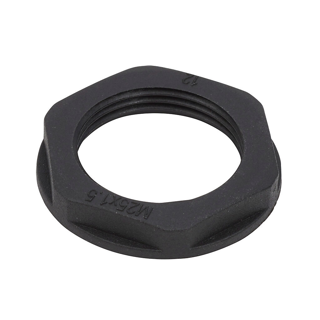 BML-23 - Bimed hex nut, M25 x 1.5mm thread type, polyamide, black. Package of 5.