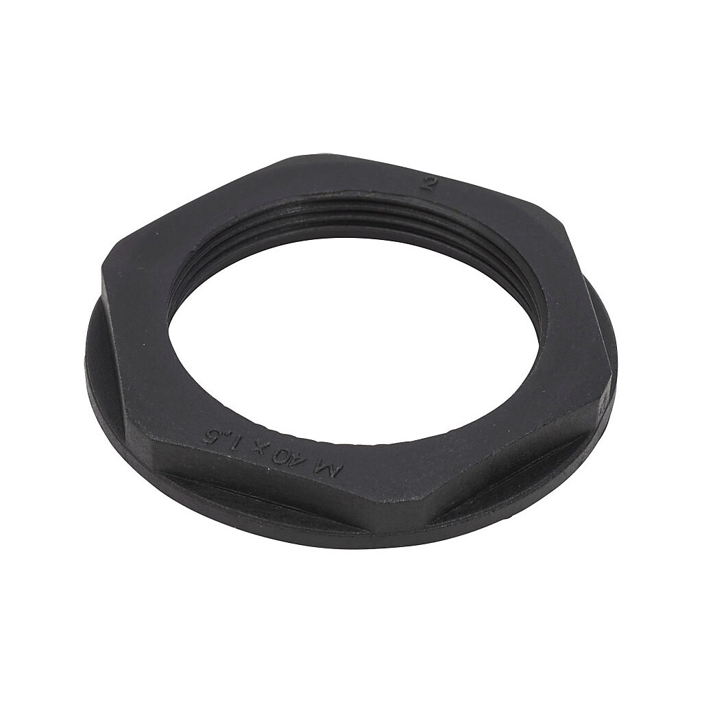 BML-25 - Bimed hex nut, M40 x 1.5mm thread type, polyamide, black. Package of 2.