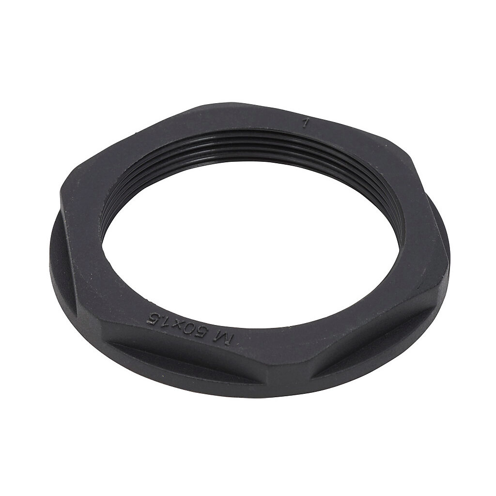 BML-26 - Bimed hex nut, M50 x 1.5mm thread type, polyamide, black. Package of 2.