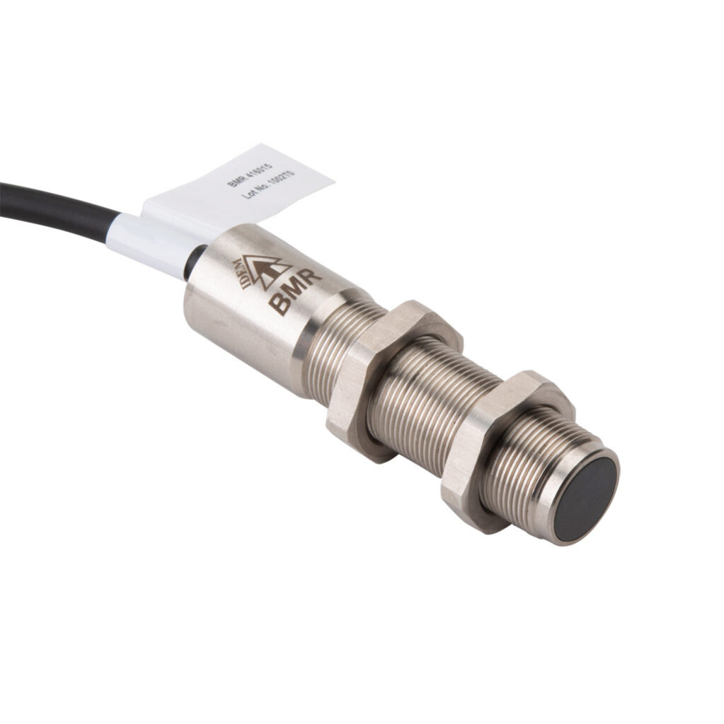 BMR-416015 - IDEM safety switch set, non-contact magnetic, (2) N.C. safety output(s), (1) N.O. monitoring output(s), 316 stainless steel housing, 18mm diameter x 75mm body, pigtail, 32.8ft/10m cable length.