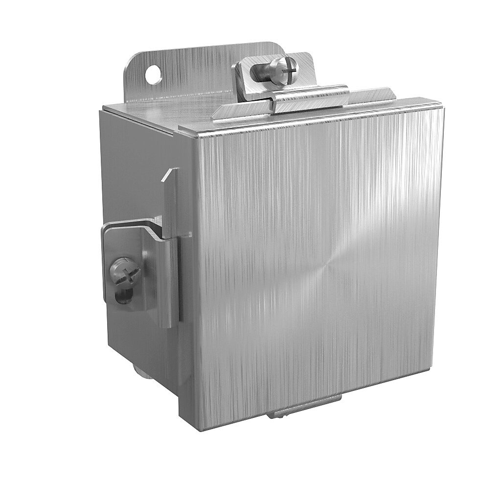 BN4040403SS - Wiegmann enclosure, NEMA 4/4X/12/13, 4 x 4 x 3in (HxWxD), wall mount, 304 stainless steel, No. 3 intermediate polished finish, lift-off cover, stainless steel clamps.