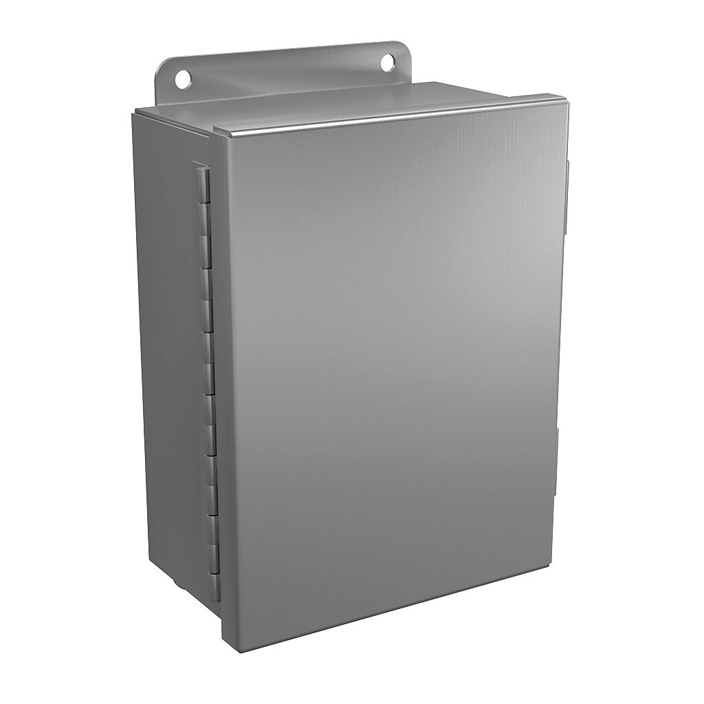BN4080603CHAL - Wiegmann enclosure, NEMA 4/4X/12/13, 8 x 6 x 3in (HxWxD), wall mount, 5052-H32 aluminum, No. 3 intermediate polished finish, single-door, stainless steel clamps.