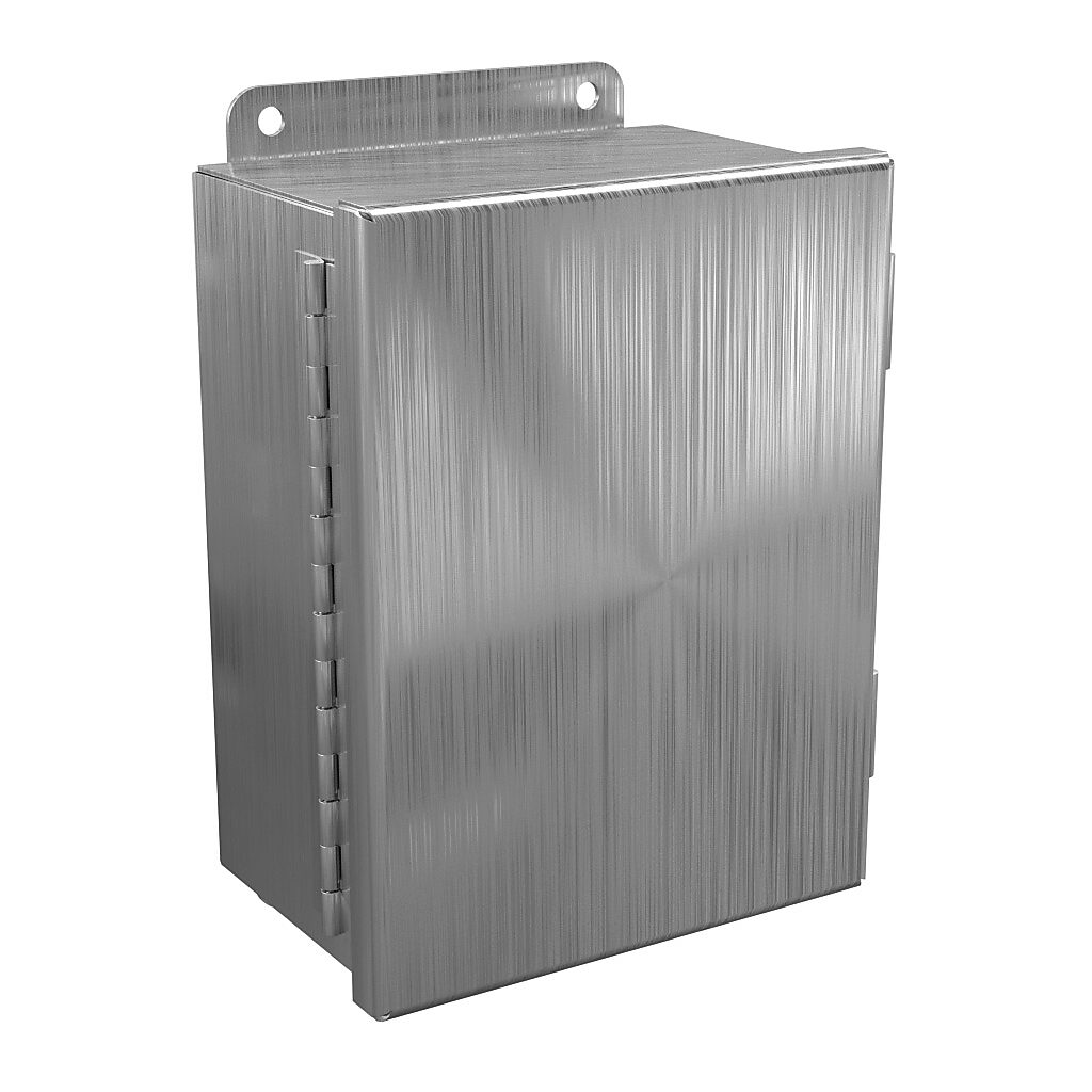 BN4080604CHSS - Wiegmann enclosure, NEMA 4/4X/12/13, 8 x 6 x 4in (HxWxD), wall mount, 304 stainless steel, No. 3 intermediate polished finish, single-door, stainless steel clamps.