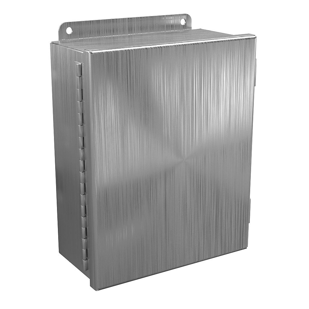 BN4100804CHSS - Wiegmann enclosure, NEMA 4/4X/12/13, 10 x 8 x 4in (HxWxD), wall mount, 304 stainless steel, No. 3 intermediate polished finish, single-door, stainless steel clamps.