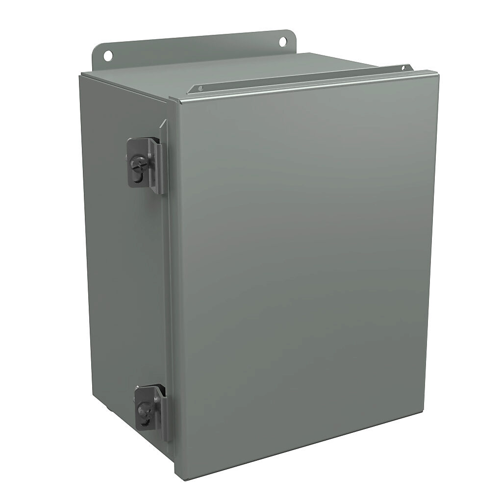 BN4100806CH - Wiegmann enclosure, NEMA 4/12/13, 10 x 8 x 6in (HxWxD), wall mount, carbon steel, ANSI 61 gray, powder coat finish, single-door, stainless steel clamps.